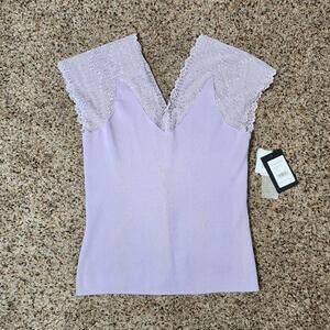 Nicole Miller Purple Lace V-Neck Tank Top  Size Small New With Tags